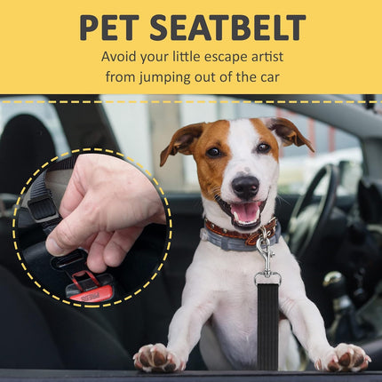 Adjustable Nylon Pet Car Harness with Extension Strap and Clip - Universal Fit for Dogs Cats and Ferrets - Travel Safety Belt for All Car Models.