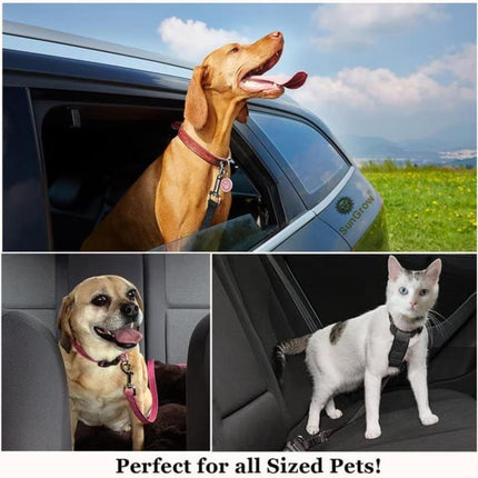 Adjustable Nylon Pet Car Harness with Extension Strap and Clip - Universal Fit for Dogs Cats and Ferrets - Travel Safety Belt for All Car Models.