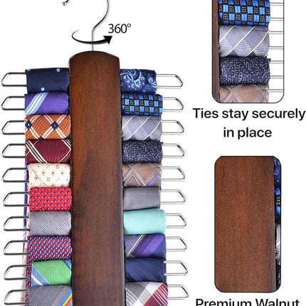 Wooden Belt and Scarf Hanger - Keep Wardrobe Organized & Tidy - Anti-Slip & Scratch-Resistant Storage - 1 Piece.