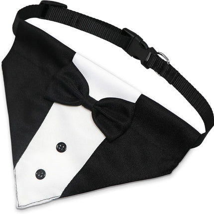 Formal Dog Smoking Set Collar Neckband Adjustable 12.5-21 Inch Black Formal Dog Dress for Wedding Engagement Birthday Fits Small Medium Large Dogs and Other Pets.