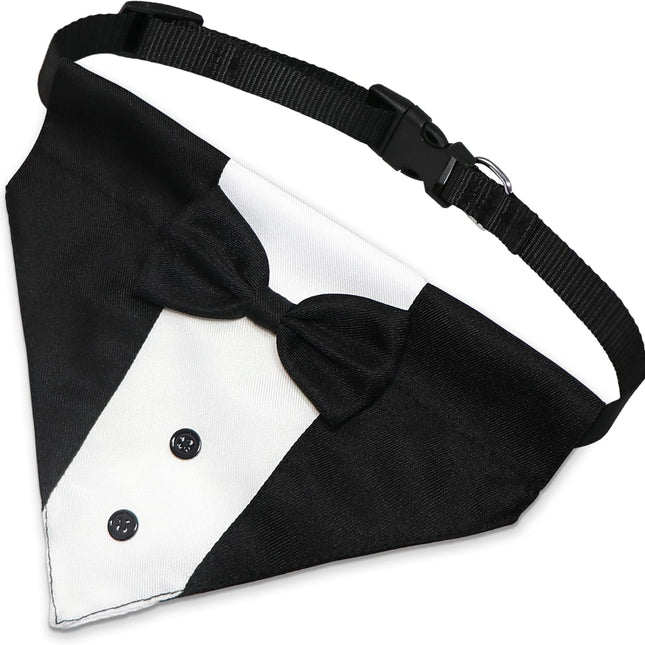Formal Dog Smoking Set Collar Neckband Adjustable 12.5-21 Inch Black Formal Dog Dress for Wedding Engagement Birthday Fits Small Medium Large Dogs and Other Pets.