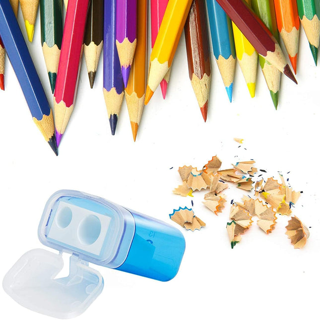 24 Pack Kids Pencil Sharpeners Small Handheld Dual Hole with Lid for Children Students.
