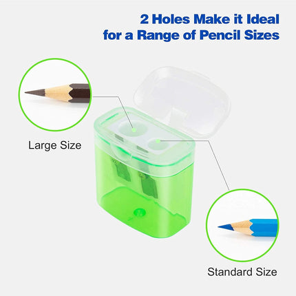 24 Pack Kids Pencil Sharpeners Small Handheld Dual Hole with Lid for Children Students.