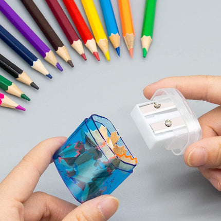 24 Pack Kids Pencil Sharpeners Small Handheld Dual Hole with Lid for Children Students.