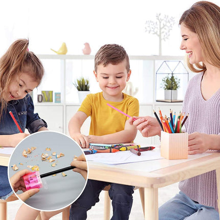 24 Pack Kids Pencil Sharpeners Small Handheld Dual Hole with Lid for Children Students.