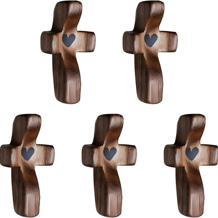 Black Cross Ornaments Set of 5 Wooden Cross Crafts Perfect Gift Idea.