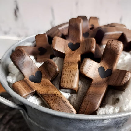 Black Cross Ornaments Set of 5 Wooden Cross Crafts Perfect Gift Idea.