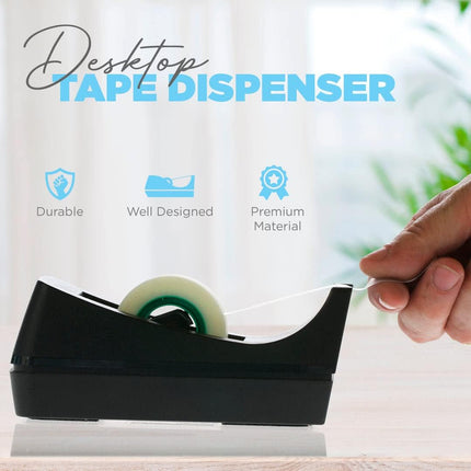 2 Pack Black Tape Dispenser Heavy Duty Desktop Holder with Anti-Slip Base for Office Home School Gift Wrapping (Tape Not Included).