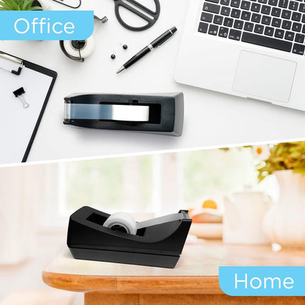 2 Pack Black Tape Dispenser Heavy Duty Desktop Holder with Anti-Slip Base for Office Home School Gift Wrapping (Tape Not Included).