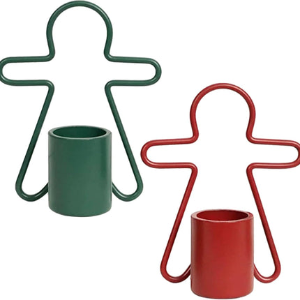 2 Pack Christmas Candles - Gingerbread & Nutcracker Shaped Candles - Arch Design - Red & Green Festive Decor - Perfect Centerpiece or Gift Idea.