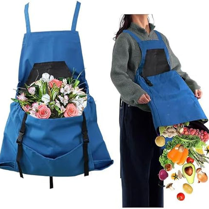 1 Piece Blue Fruit Picking Bag Water Resistant Storage Apron for Garden Fruits and Vegetables Suitable for Outdoor Orchards.