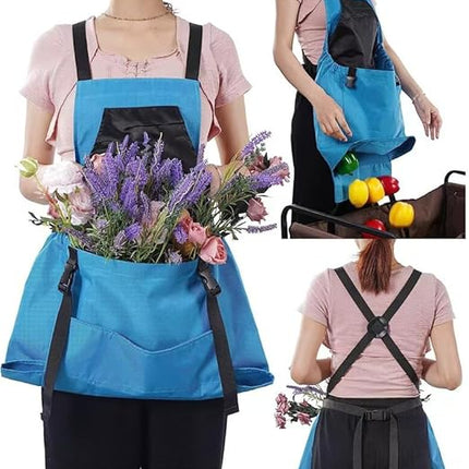 1 Piece Blue Fruit Picking Bag Water Resistant Storage Apron for Garden Fruits and Vegetables Suitable for Outdoor Orchards.