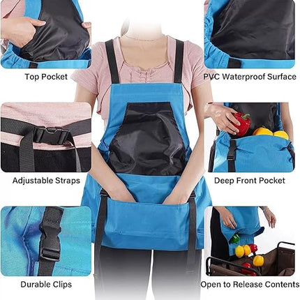 1 Piece Blue Fruit Picking Bag Water Resistant Storage Apron for Garden Fruits and Vegetables Suitable for Outdoor Orchards.
