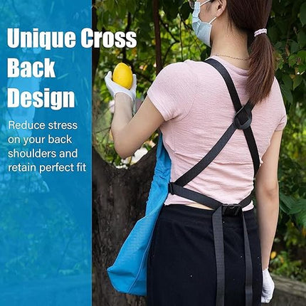 1 Piece Blue Fruit Picking Bag Water Resistant Storage Apron for Garden Fruits and Vegetables Suitable for Outdoor Orchards.