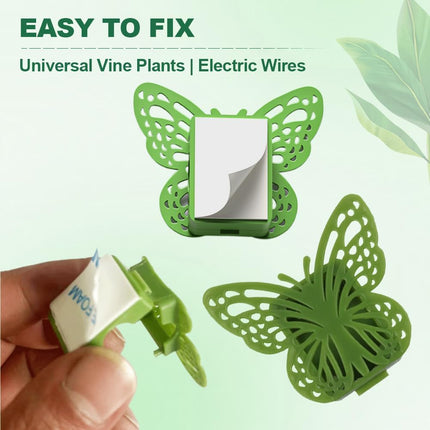 30 Green Butterfly Leaf Plant Clips Invisible Wall Plant Support Hooks Vinyl Cross Brackets for Indoor Outdoor Climbing Plants.