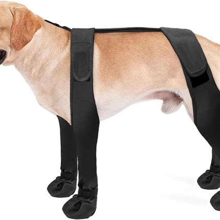 Dog Boots with Straps - Black High Anti-Slip Waterproof Dog Shoes Adjustable Straps Winter Snow Rain Protection Paw Boots for Dogs.