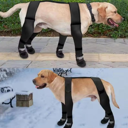 Dog Boots with Straps - Black High Anti-Slip Waterproof Dog Shoes Adjustable Straps Winter Snow Rain Protection Paw Boots for Dogs.