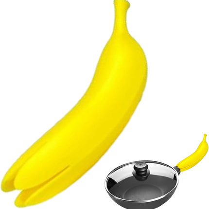 Yellow Banana Shaped Silicone Oven Mitts 1 Piece Heat Resistant Up to 240°C Scratch Resistant Suitable for Cast Iron Cookware Pans Dishwasher Safe.