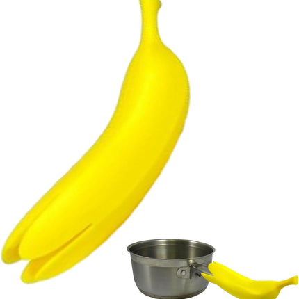 Yellow Banana Shaped Silicone Oven Mitts 1 Piece Heat Resistant Up to 240°C Scratch Resistant Suitable for Cast Iron Cookware Pans Dishwasher Safe.