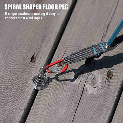 10 Pack Tent Pegs Aluminium Alloy Visgraat Shaped Windproof Octopus Tenthorns with Spring Clips Portable Rope Anchors for Camping Tents.