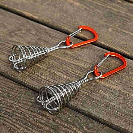 10 Pack Tent Pegs Aluminium Alloy Visgraat Shaped Windproof Octopus Tenthorns with Spring Clips Portable Rope Anchors for Camping Tents.