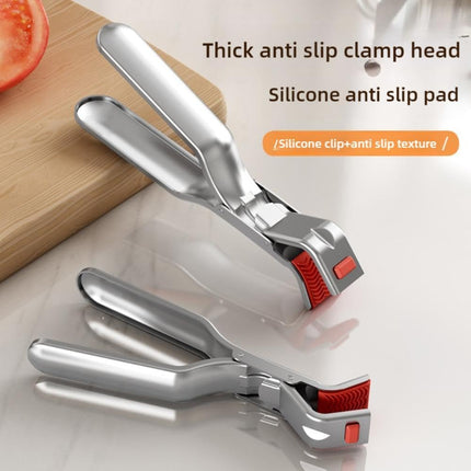 Stainless Steel Heat Resistant Anti-Scald Kitchen Tongs - Oven Stew Pot Scale Tongs - Multifunctional Silver 1pc.