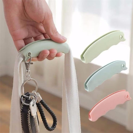 3-Piece Shopping Bag Handles Set - Blue Green Pink - Soft Padded Silicone Grips with Keyhole - Anti-Slip Comfortable Kitchen Gadget for Easy Shopping.