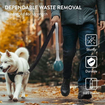 Dog Poop Scooper - 1 Piece - Dark Green - Pet Waste Remover with Secure Closure and Smooth Button - Long Durable Handle - Suitable for Dogs and Cats.