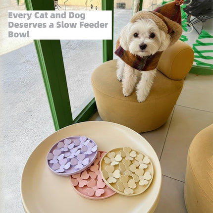 Slow Feeder Bowl for Cats and Dogs Yellow Anti-Choking Educational Pet Toy BPA-Free Silicone Bowl for Fast Eaters.