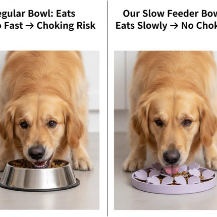 Slow Feeder Bowl for Cats and Dogs Yellow Anti-Choking Educational Pet Toy BPA-Free Silicone Bowl for Fast Eaters.