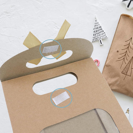 Brown Kraft Paper Gift Bags with Window and Handles 12 Pack Stand Up for Candy Cookies Weddings Parties.