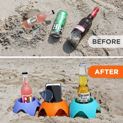 5 Pack Beach Drink Holders Multiple Colours Essential Beach Accessories for Vacation Must Have for Women Adults Family Friends.