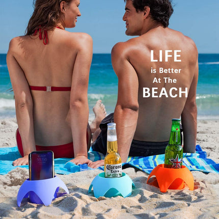 5 Pack Beach Drink Holders Multiple Colours Essential Beach Accessories for Vacation Must Have for Women Adults Family Friends.