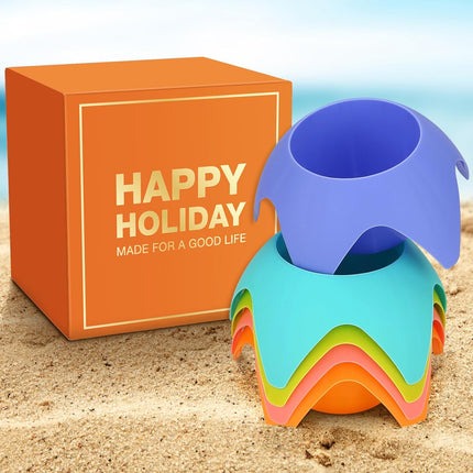 5 Pack Beach Drink Holders Multiple Colours Essential Beach Accessories for Vacation Must Have for Women Adults Family Friends.