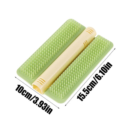 Cat Corner Brush Self-Adhesive - 1 Piece Green - Cat Massage Grooming Tool Wall Mounted Corner Hair Remover for Pet Fur Care.