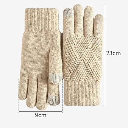 Unisex Beige Winter Running Gloves with Thick Fleece Lining for Warmth.