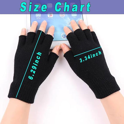 Unisex Black Touchscreen Gloves 2 Pack - Ideal for Work Writing Typing with Half Fingers.