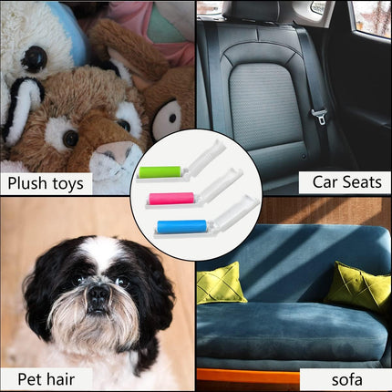 3 Pack Reusable Washable Silicone Pet Hair Remover Roller for Clothes Furniture Carpets - Effective Lint and Fur Removal Tool.