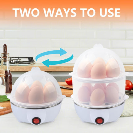 Electric Egg Cooker 14 Egg Capacity Double Layer with Timer Automatic Shut-Off 350W Multifunctional for Steaming Eggs Heating Milk Food Yellow.