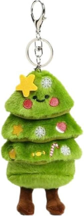 Christmas Tree Decoration Green Soft Plush Keychain Hanger for Home Office School Decor.
