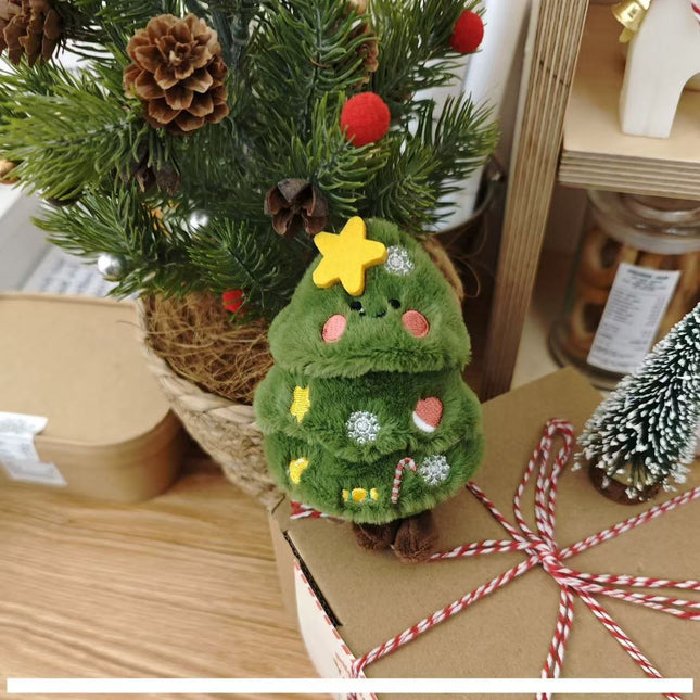 Christmas Tree Decoration Green Soft Plush Keychain Hanger for Home Office School Decor.