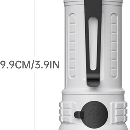 Rechargeable LED Torch - White - 1 Piece - Lightweight Portable Flashlight for Camping Backpacking Hiking.