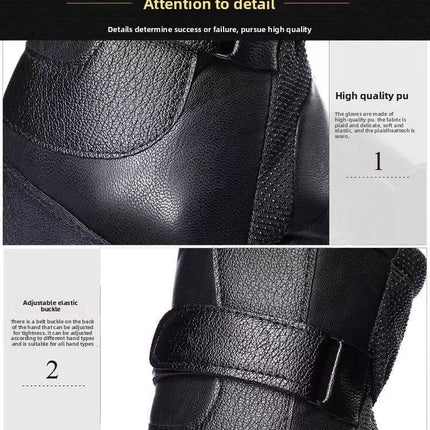 Men's Black Winter Gloves Thick Fleece Lined Warm for Outdoor Cycling Skiing.