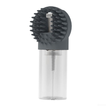 2-in-1 Silicone Pet Bath Brush with Shampoo Dispenser - Grey - Massage Grooming Tool for Dogs and Cats - Perfect for Bath Time Care.