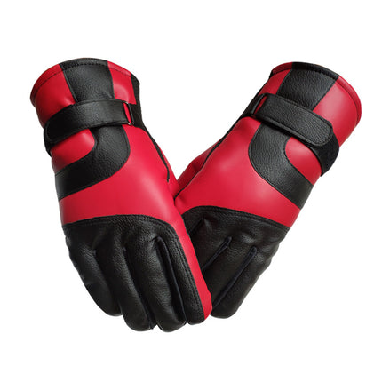 Men's Red Winter Gloves Thick Fleece Warmth for Outdoor Cycling Skiing.