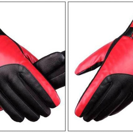 Men's Red Winter Gloves Thick Fleece Warmth for Outdoor Cycling Skiing.