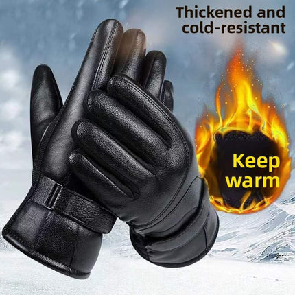 Men's Red Winter Gloves Thick Fleece Warmth for Outdoor Cycling Skiing.
