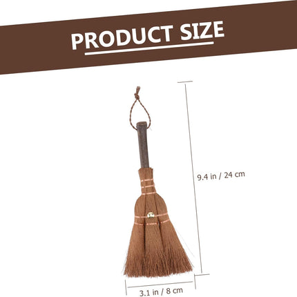 Mini Broom Brown Lightweight Durable Hanging Eye for Kitchen Camping 1 Piece.