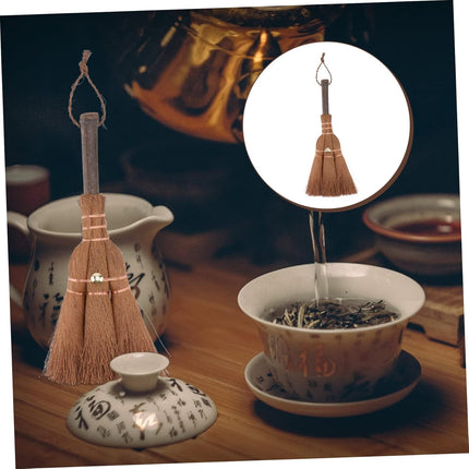 Mini Broom Brown Lightweight Durable Hanging Eye for Kitchen Camping 1 Piece.