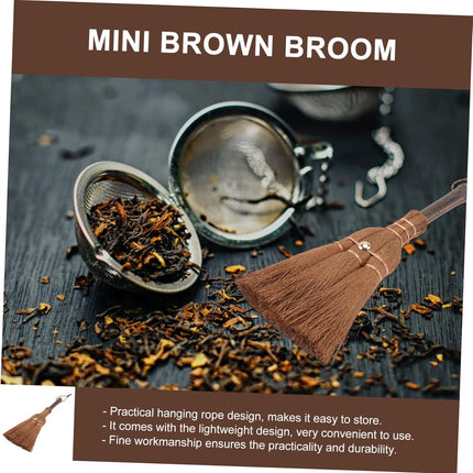 Mini Broom Brown Lightweight Durable Hanging Eye for Kitchen Camping 1 Piece.